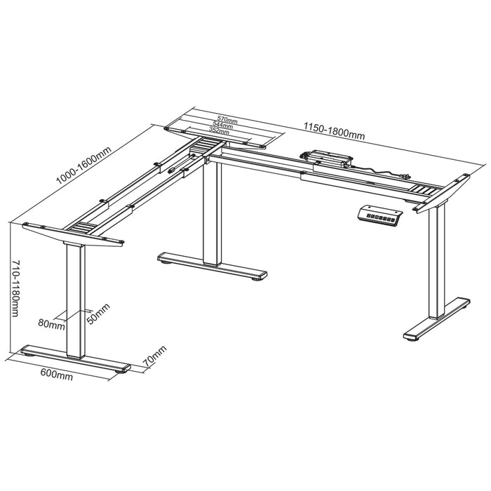 TC Desk Trio electric desk frame - Grey